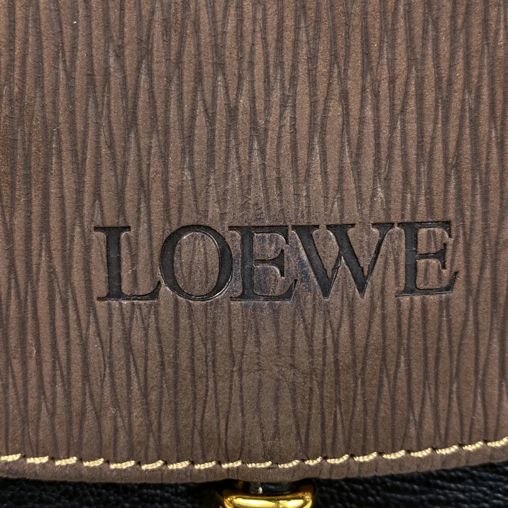 Loewe Velzquez Handbag Shoulder Bag Logo Leather Black Brown - Picture 4 of 7